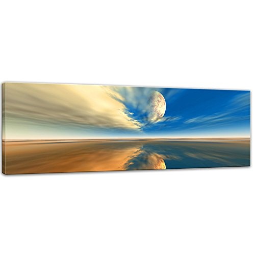 Keilrahmenbild - Himmel - Bild auf Leinwand - 160 x 50 cm - Leinwandbilder - Bilder als Leinwanddruck - Urban & Graphic - Landschaft - reflektierender Mond
