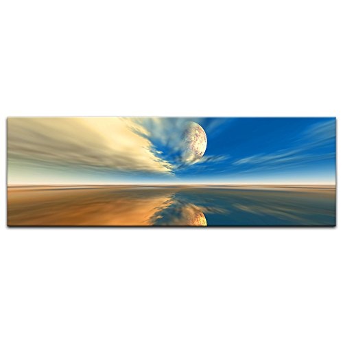 Keilrahmenbild - Himmel - Bild auf Leinwand - 160 x 50 cm - Leinwandbilder - Bilder als Leinwanddruck - Urban & Graphic - Landschaft - reflektierender Mond