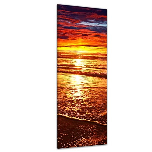 Keilrahmenbild - Sonnenuntergang - Bild auf Leinwand - 50 x 160 cm - Leinwandbilder - Bilder als Leinwanddruck - Urlaub, Sonne & Meer - Landschaft - prächtiger Sonnenuntergang über dem Meer