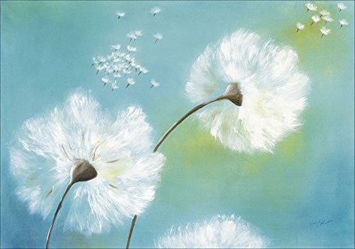 Artland Qualitätsbilder I Bild auf Leinwand Leinwandbilder Wandbilder 70 x 50 cm Botanik Blumen Pusteblume Malerei Türkis A1VO Pusteblumen