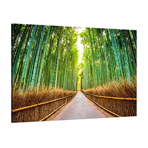 ge Bildet® hochwertiges Leinwandbild XXL Naturbilder Landschaftsbilder - Bambus Wald in Kyoto - Japan - Natur Blumen grün - 120 x 80 cm einteilig 2213 J