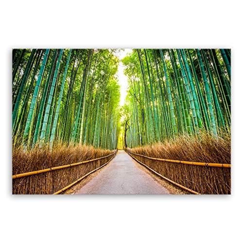 ge Bildet® hochwertiges Leinwandbild XXL Naturbilder Landschaftsbilder - Bambus Wald in Kyoto - Japan - Natur Blumen grün - 120 x 80 cm einteilig 2213 J