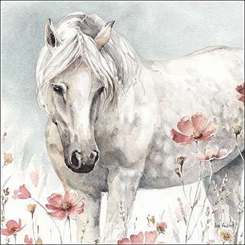Keilrahmen-Bild - Lisa Audit: Wild Horses V Leinwandbild Pferde Schimmel Blumen Landhaus Shabby Chic (35x35)