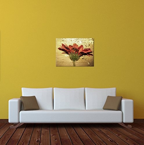 Keilrahmenbild - Grunge Blume - Bild auf Leinwand - 120x90 cm einteilig - Leinwandbilder - Urban & Graphic - rote Blüte