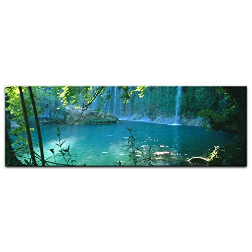 Keilrahmenbild - Kursunlu Wasserfälle - Türkei - Bild auf Leinwand - 120 x 40 cm - Leinwandbilder - Bilder als Leinwanddruck - Landschaften - Natur - Dschungel - Wasserfall im Wald