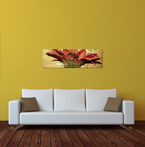 Keilrahmenbild - Grunge Blume - Bild auf Leinwand - 160x50 cm einteilig - Leinwandbilder - Urban & Graphic - rote Blüte