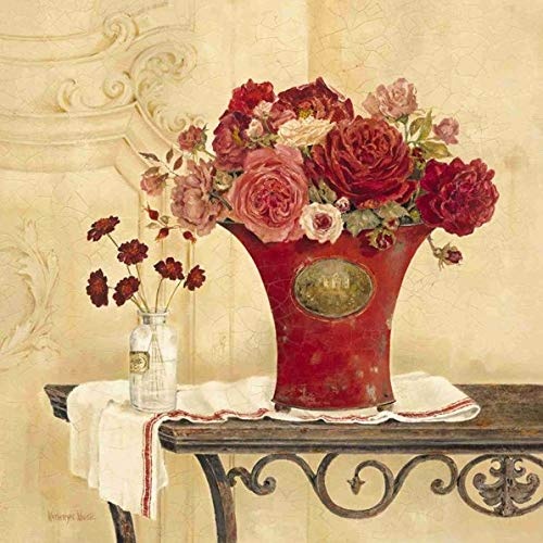 Keilrahmen-Bild - Kathryn White: Linen and Roses 50 x 50...
