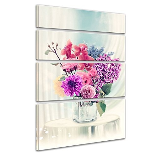 Keilrahmenbild - Blumen in Einer Vase - Bild auf Leinwand...