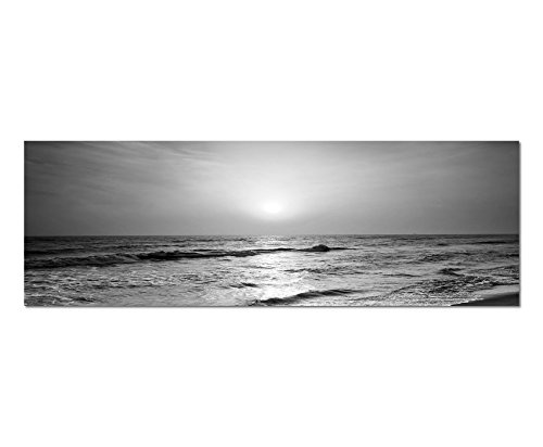 Augenblicke Wandbilder Keilrahmenbild Panoramabild SCHWARZ/Weiss 150x50cm Meer Strand Sonnenaufgang
