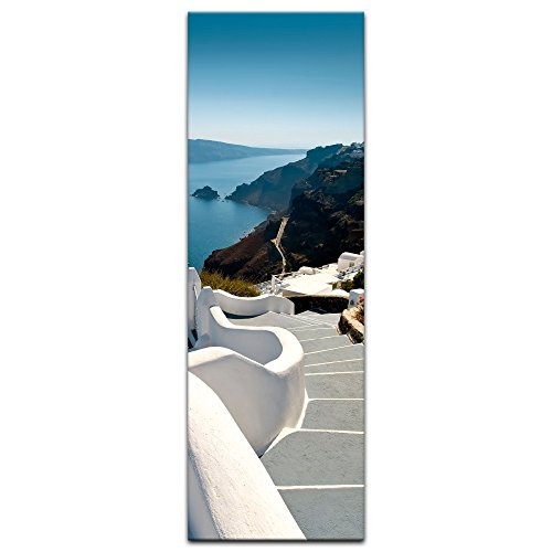 Keilrahmenbild - Santorini Treppe - Griechenland - Bild auf Leinwand - 50 x 160 cm - Leinwandbilder - Bilder als Leinwanddruck - Urlaub, Sonne & Meer - Europa - Mittelmeer