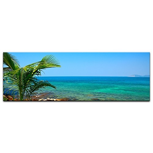 Keilrahmenbild - Seychellen II - Bild auf Leinwand 120 x 40 cm - Leinwandbilder - Bilder als Leinwanddruck - Urlaub, Sonne & Meer - indischer Ozean - Urlaub in der Südsee