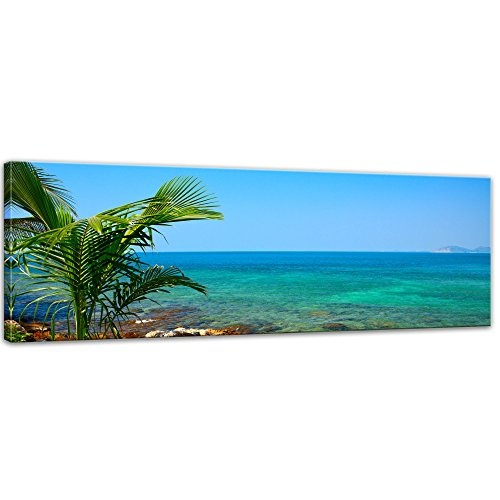 Keilrahmenbild - Seychellen II - Bild auf Leinwand 120 x 40 cm - Leinwandbilder - Bilder als Leinwanddruck - Urlaub, Sonne & Meer - indischer Ozean - Urlaub in der Südsee