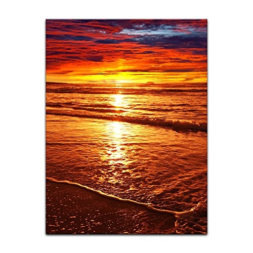 Keilrahmenbild - Sonnenuntergang - Bild auf Leinwand - 90 x 120 cm 1 teilig - Leinwandbilder - Bilder als Leinwanddruck - Urlaub, Sonne & Meer - Landschaft - prächtiger Sonnenuntergang über dem Meer