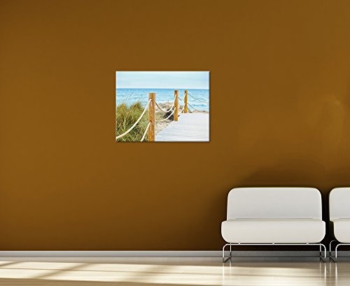 Keilrahmenbild - Schöner Weg zum Strand - Bild auf Leinwand - 120x90 cm - Leinwandbilder - Urlaub, Sonne & Meer - Sommer - Ostsee - Nordsee - Dünen