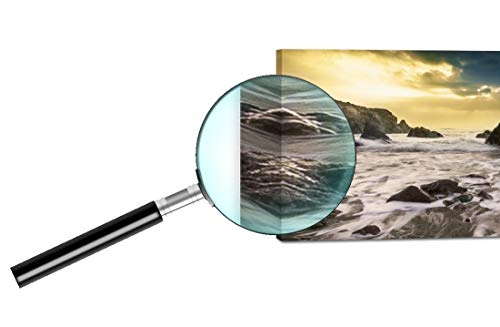 Topquadro XXL Wandbild, Leinwandbild 100x50cm, Felsen bei Sonnenuntergang, Meer, Steine - Panoramabild Keilrahmenbild, Bild auf Leinwand - Einteilig, Fertig zum Aufhängen