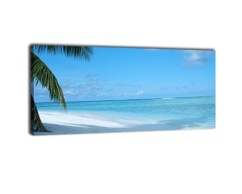 Leinwandbild Panorama Nr. 13 Karibik 100x40cm, Keilrahmenbild, Bild auf Leinwand, Kunstdruck Südsee Urlaub Strand Meer
