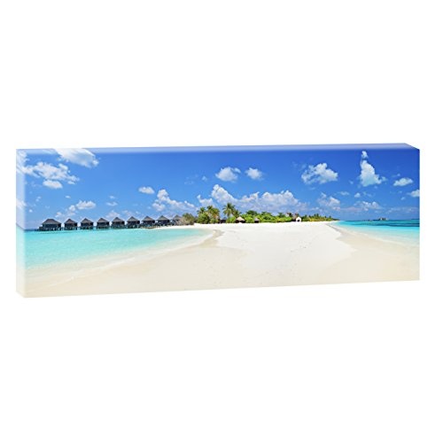 Malediven 2 | Panoramabild im XXL Format | Kunstdruck auf Leinwand | Wandbild | Poster | Fotografie | Verschiedene Formate und Farben (150 cm x 50 cm, Farbig)
