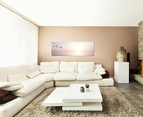 Augenblicke Wandbilder Keilrahmenbild Wandbild 150x50cm Meer Sonnenlicht Möwen abstrakt