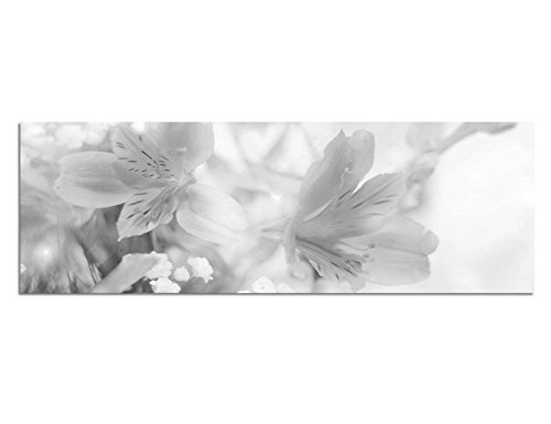 Keilrahmenbild Panoramabild SCHWARZ/Weiss 150x50cm Blumen...