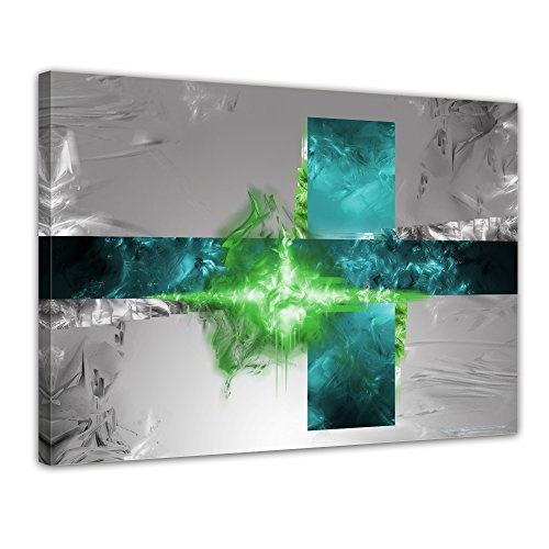 Keilrahmenbild - Abstrakte Kunst Flitter - türkis grün - Bild auf Leinwand - 120x90 cm - 1teilig - Leinwandbilder - Urban & Graphic - kubistisch - grafisch - modern
