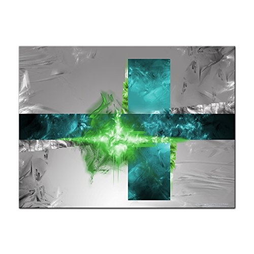Keilrahmenbild - Abstrakte Kunst Flitter - türkis grün - Bild auf Leinwand - 120x90 cm - 1teilig - Leinwandbilder - Urban & Graphic - kubistisch - grafisch - modern