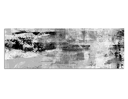 Paul Sinus Art Leinwandfoto als Panorama Schwarz/Weiss 120x40cm Kunstmalerei Abstrakt Beige Grün