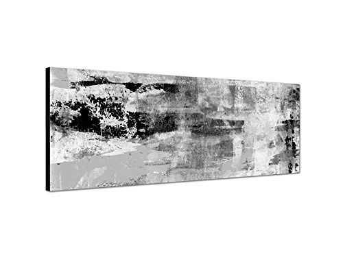 Paul Sinus Art Leinwandfoto als Panorama Schwarz/Weiss 120x40cm Kunstmalerei Abstrakt Beige Grün