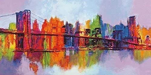 Rahmen-Kunst Keilrahmen-Bild - Brian Carter: Abstract Manhattan Leinwandbild New York abstrakt bunt Skyline Städte Brücke modern