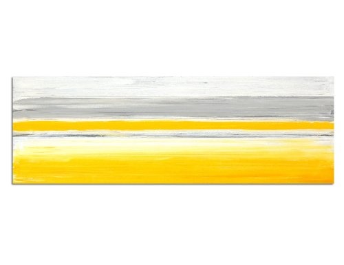 Augenblicke Wandbilder Keilrahmenbild Wandbild 150x50cm Kunstmalerei grau gelb weiß abstrakt