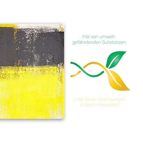 ge Bildet® hochwertiges Leinwandbild Abstrakte Kunstwerke - Yellow and Grey - abstrakt Gelb Grau Weiß - 40 x 30 cm einteilig 2205 A
