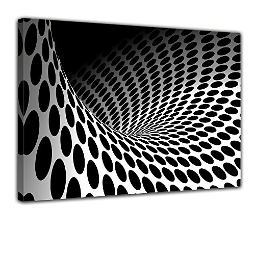 Keilrahmenbild - Wellen und Kreise - Bild auf Leinwand - 120x90 cm - Leinwandbilder - Urban & Graphic - Abstrakt - modern - schwarz weiß