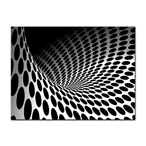 Keilrahmenbild - Wellen und Kreise - Bild auf Leinwand - 120x90 cm - Leinwandbilder - Urban & Graphic - Abstrakt - modern - schwarz weiß