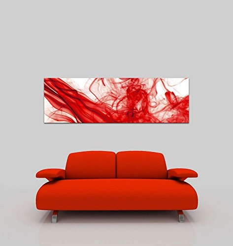 Keilrahmenbild - Rauch Abstrakt - Bild auf Leinwand - 160 x 50 cm - Leinwandbilder - Bilder als Leinwanddruck - Kunst & Life Style - roter Qualm