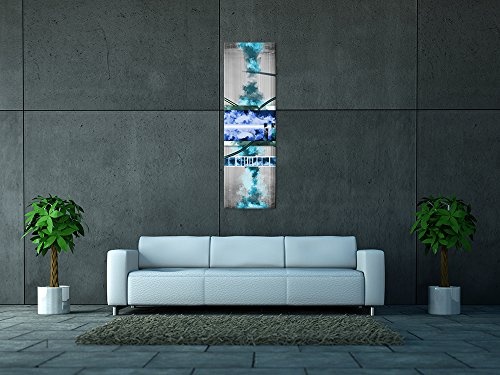 Keilrahmenbild - Abstrakte Kunst Volcan II - blau - Bild auf Leinwand - 50x160cm - Leinwandbilder - Urban & Graphic - Formen - grafisch - digital - modern