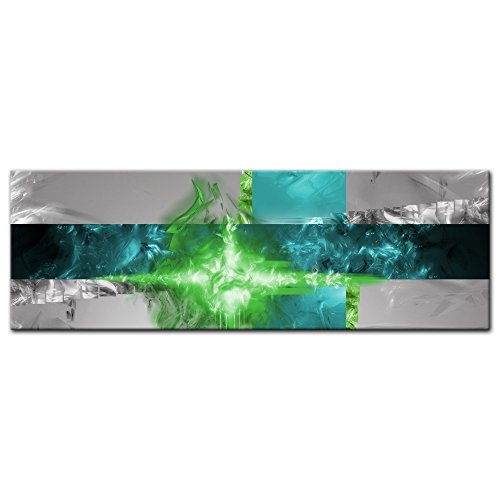 Keilrahmenbild - Abstrakte Kunst Flitter - türkis grün - Bild auf Leinwand - 160x50cm - Leinwandbilder - Urban & Graphic - kubistisch - grafisch - modern