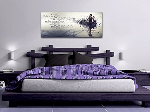 Dalinda XXL-Wandbild Leinwandbild mit Spruch Träume. 100x40cm Keilrahmenbild Kunstdruck Wandbild Panorama Leinwandbild LS038