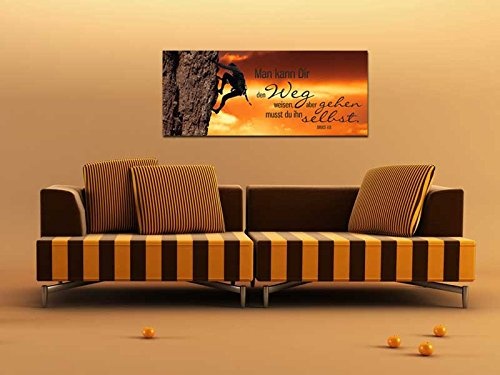 Dalinda® XXL-Wandbild Leinwandbild mit Spruch Weg weisen 100x40cm Keilrahmenbild Kunstdruck Wandbild Panorama Leinwandbild LS023