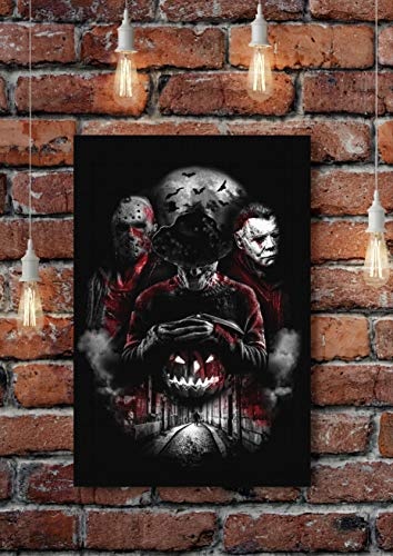 Uglyshirt89 Nightmare Gang Premium Leinwand | Keilrahmen Bild Gemälde Wandbild (Schwarz, 90 x 60 cm)