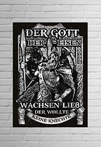 Uglyshirt89 Unser Gott Odin Premium Leinwand | Keilrahmen Bild Gemälde Wandbild Wikinger Walhalla Vikings Asgard Thor (90 x 60 cm)