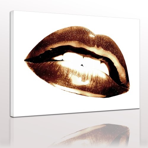 Keilrahmenbild - Lippen Sepia - Bild auf Leinwand - 120x90 cm - Leinwandbilder - Urban & Graphic - Mund - Retro - Verführung