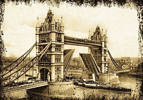 Artland Qualitätsbilder I Bild auf Leinwand Leinwandbilder Wandbilder 70 x 50 cm Architektur Brücken Foto Sepia A9KR Tower Bridge London