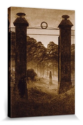 1art1 55605 Caspar David Friedrich - Friedhofseingang, 1825, Sepia Poster Leinwandbild Auf Keilrahmen 120 x 80 cm