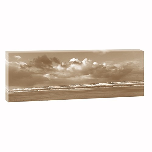 Strand | Panoramabild im XXL Format | Poster | Wandbild | Fotografie | Trendiger Kunstdruck auf Leinwand (150 cm x 50 cm | Querformat, Sepia)