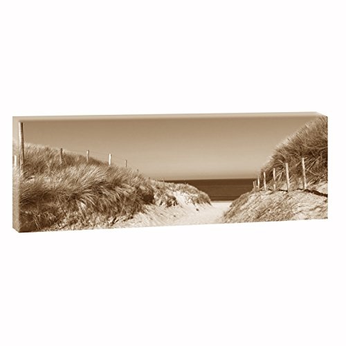 Dünenübergang 1 | Panoramabild im XXL Format | Poster | Wandbild | Fotografie | Trendiger Kunstdruck auf Leinwand (120 cm x 40 cm | Querformat, Sepia)