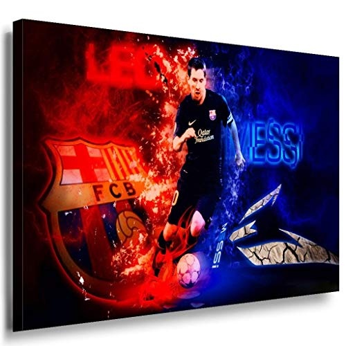 FC Barcelona Messi Leinwandbild LaraArt Bilder Mehrfarbig Wandbild 100 x 70 cm