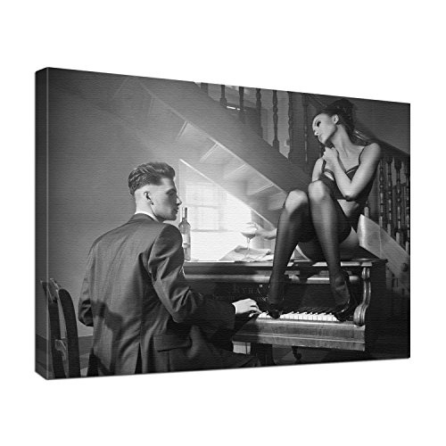 B-wie-Bilder.de Leinwandbild Erotik Piano Bar 2 Farbe schwarz weiß, Größe 80 x 60 cm