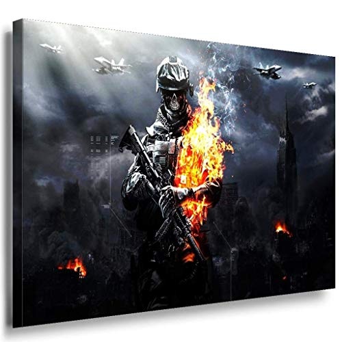 Battlefield Game Leinwandbild LaraArt Bilder Mehrfarbig Wandbild 100 x 70 cm