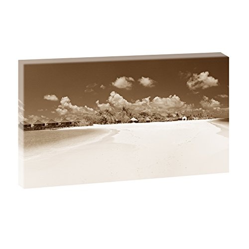 Malediven 2 | Panoramabild im XXL Format | Kunstdruck auf Leinwand | Wandbild | Poster | Fotografie | Verschiedene Formate und Farben (135 cm x 80 cm, Sepia)