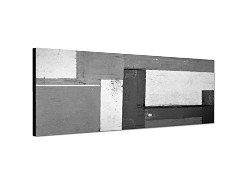 Augenblicke Wandbilder Keilrahmenbild Panoramabild SCHWARZ/Weiss 150x50cm Gemälde Malerei abstrakt grau weiß
