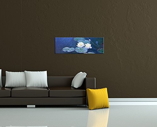 Keilrahmenbild Claude Monet Seerosen - 120x40cm Panorama quer - Alte Meister Berühmte Gemälde Leinwandbild Kunstdruck Bild auf Leinwand